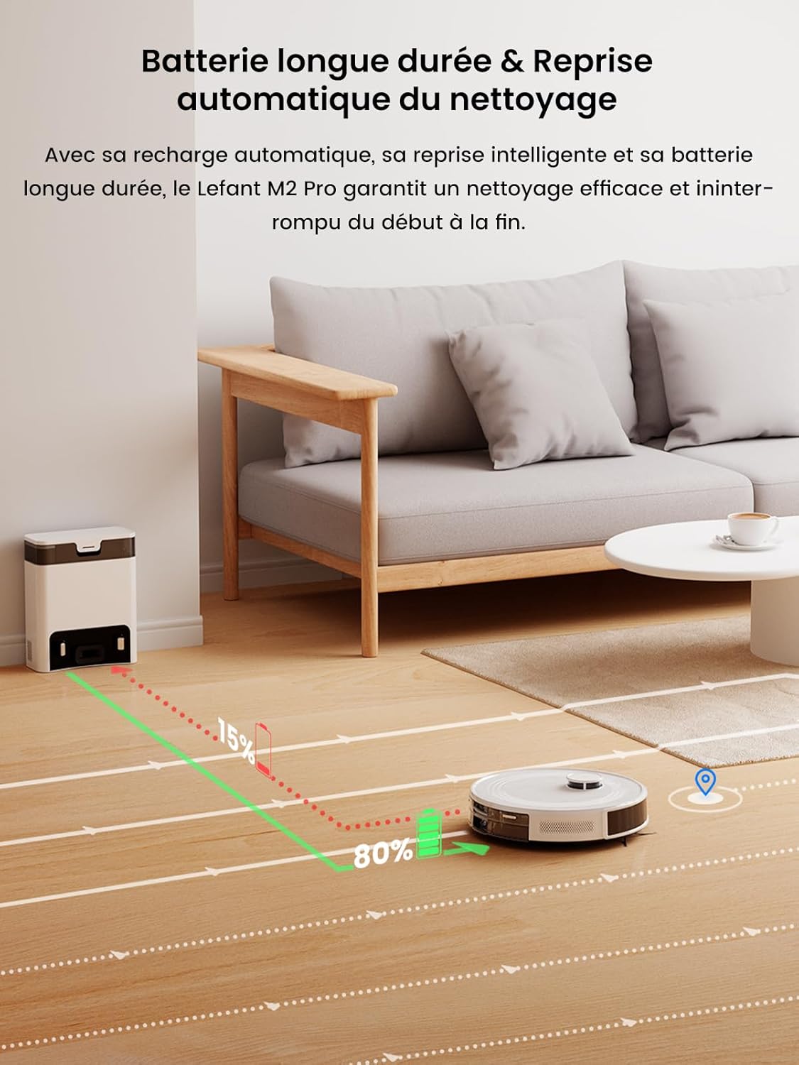 Robot Aspirateur Batterie Longue duree